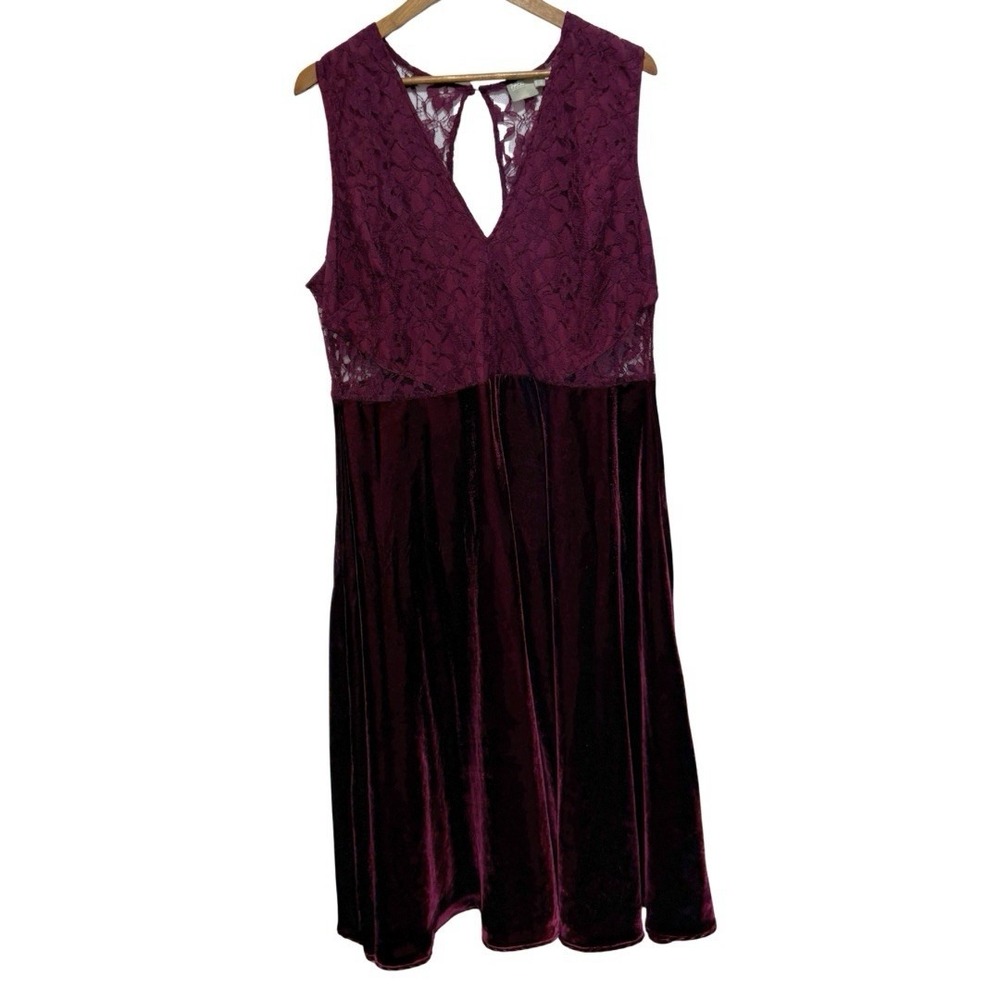 Asos Dress Womens 16 Burgundy Purple Wine Gothic Velvet Lace Witchy Midi